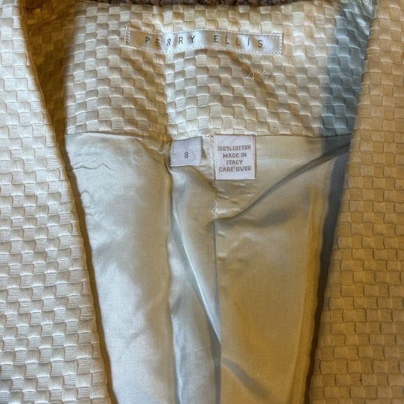 Vintage Perry Ellis Women's Beige Blazer Jacket, Size 8 Checkered - Picture 11 of 12